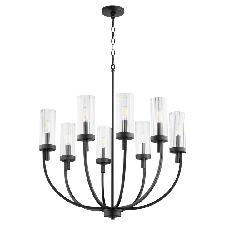 Quorum Ladin 601-8-69 Chandelier Light - Textured Black W/ Clear Fluted Glass