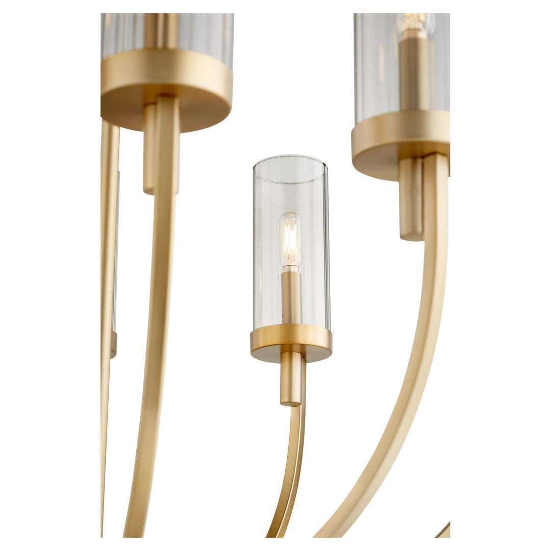 Quorum Ladin 601-8-80 Chandelier Light - Aged Brass W/ Smoke Fluted Glass