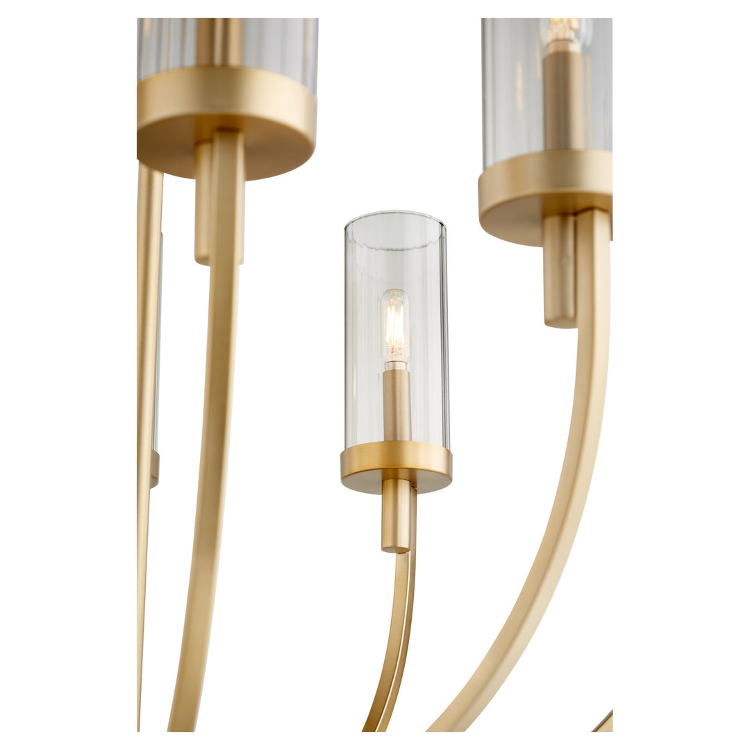 Quorum Ladin 601-8-80 Chandelier Light - Aged Brass W/ Smoke Fluted Glass