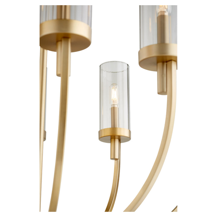 Quorum Ladin 601-8-80 Chandelier Light - Aged Brass W/ Smoke Fluted Glass
