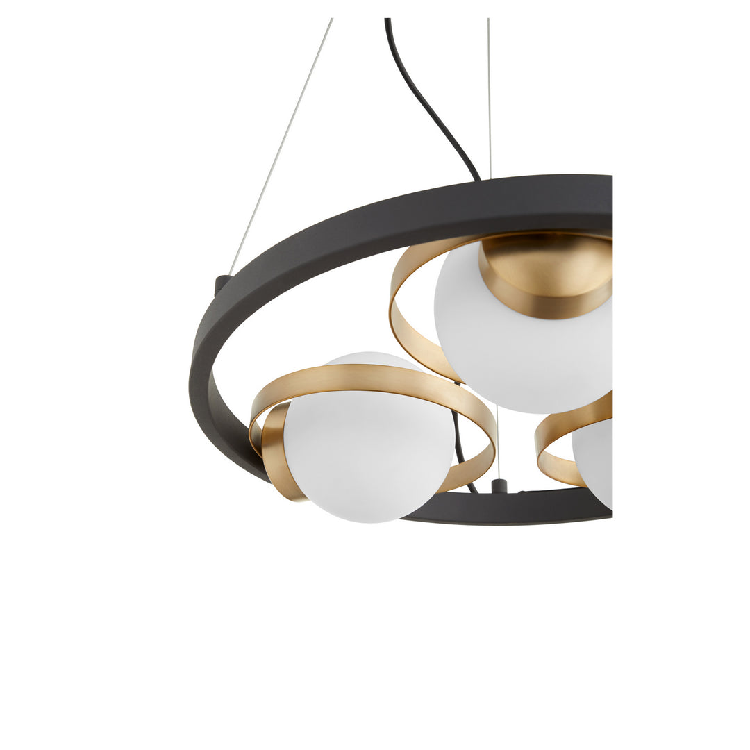 Quorum Nimbus 606-3-6980 Chandelier Light - Textured Black W/ Aged Brass