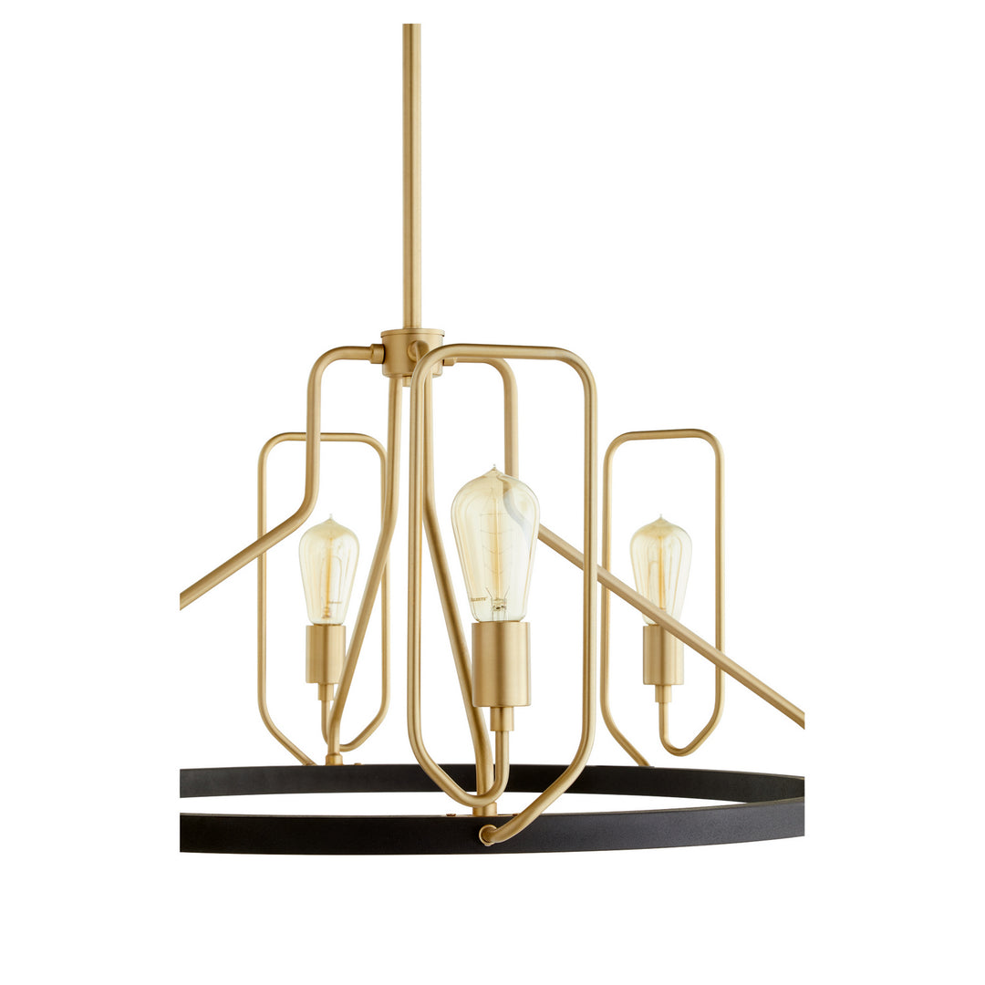 Quorum Howe 65-8-6980 Chandelier Light - Textured Black W/ Aged Brass