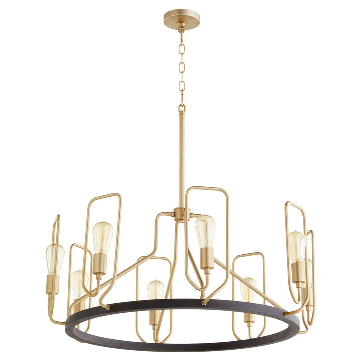 Quorum Howe 65-8-6980 Chandelier Light - Textured Black W/ Aged Brass