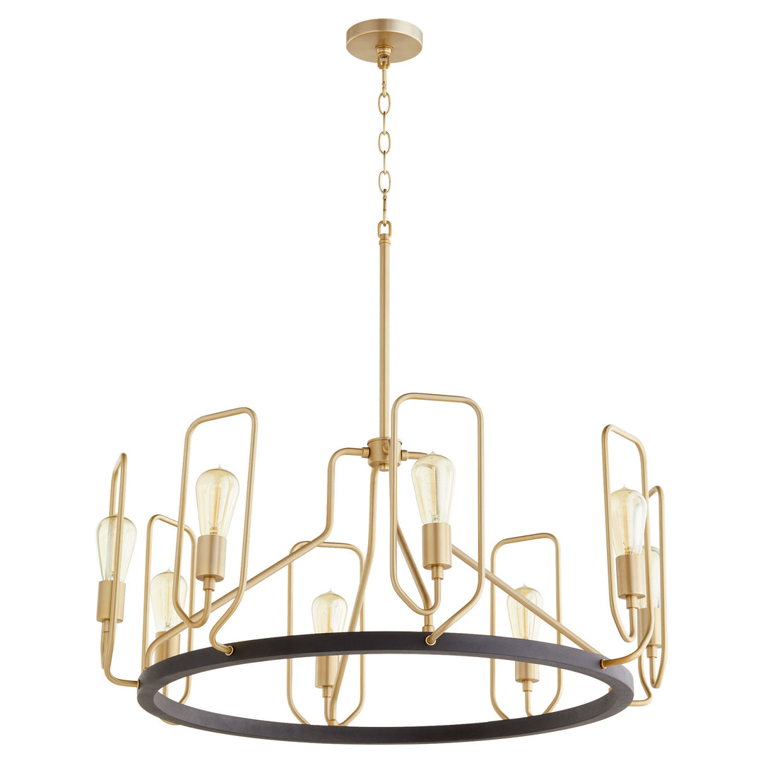 Quorum Howe 65-8-6980 Chandelier Light - Textured Black W/ Aged Brass