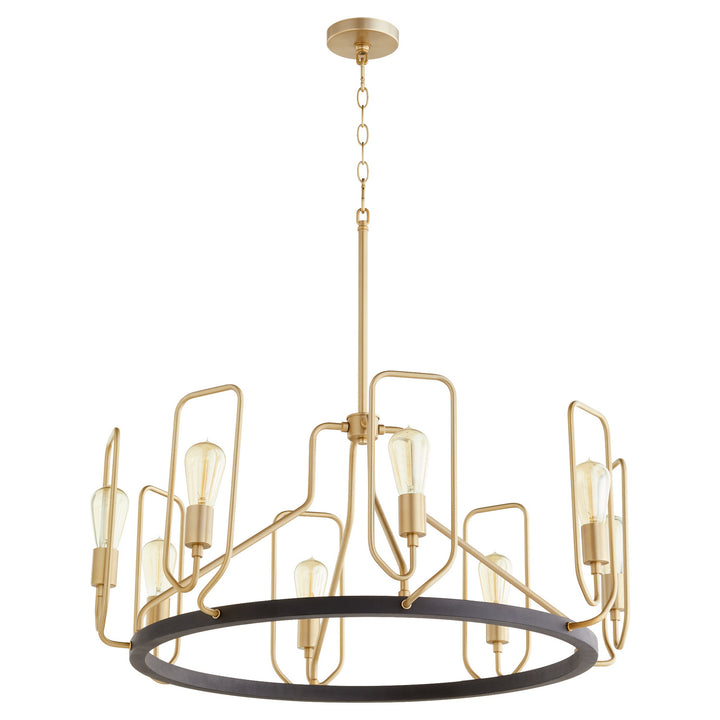 Quorum Howe 65-8-6980 Chandelier Light - Textured Black W/ Aged Brass
