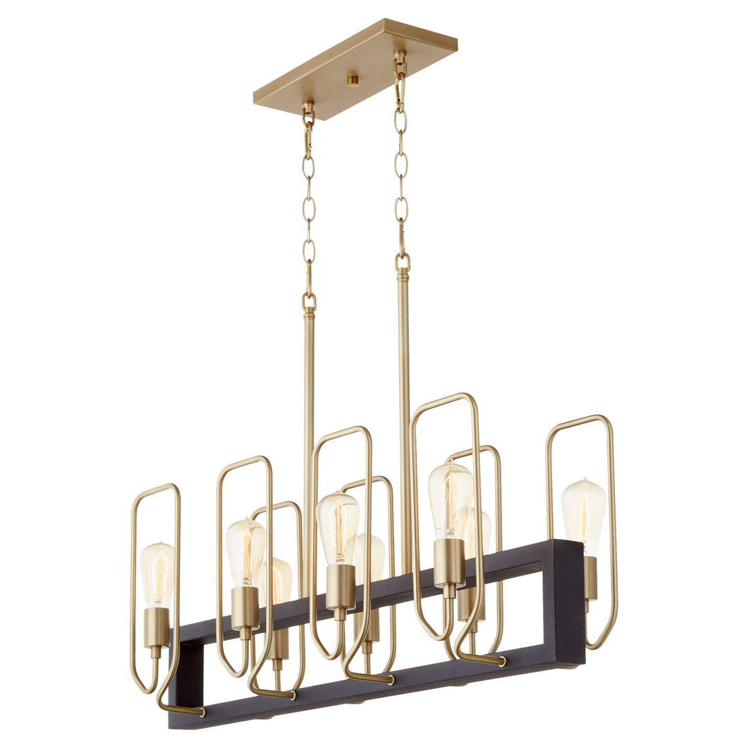 Quorum Howe 66-8-6980 Pendant Light - Textured Black W/ Aged Brass