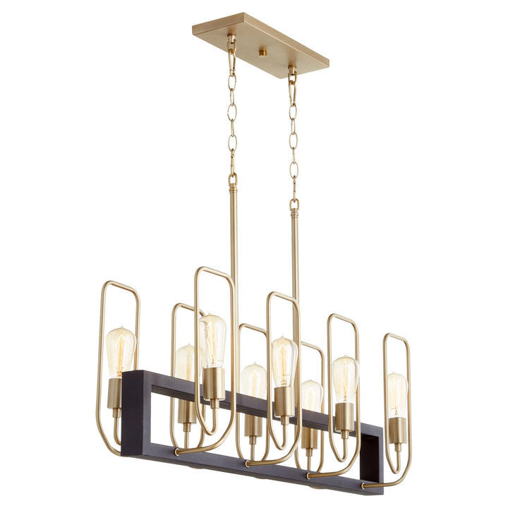 Quorum Howe 66-8-6980 Pendant Light - Textured Black W/ Aged Brass