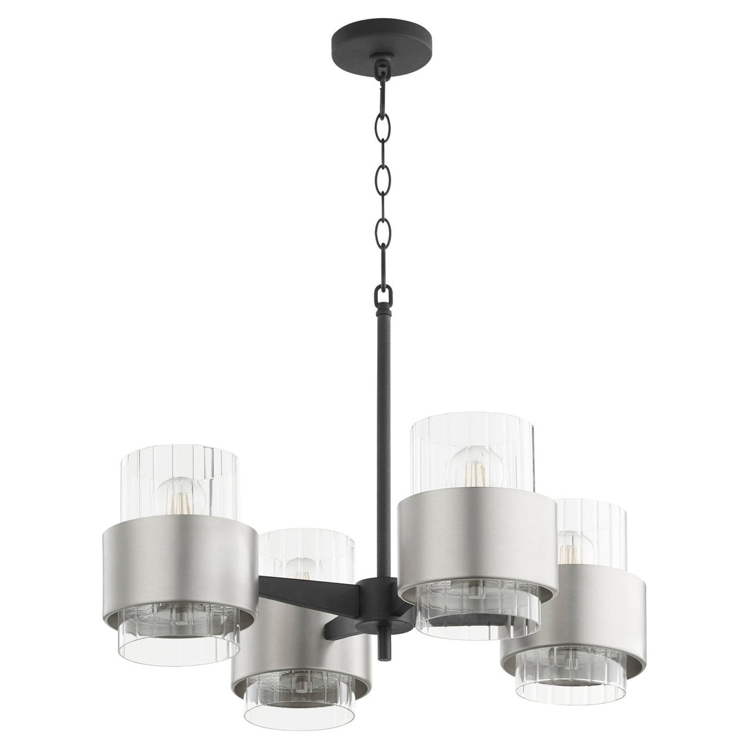 Quorum Epsilon 683-4-6965 Chandelier Light - Textured Black W/ Satin Nickel