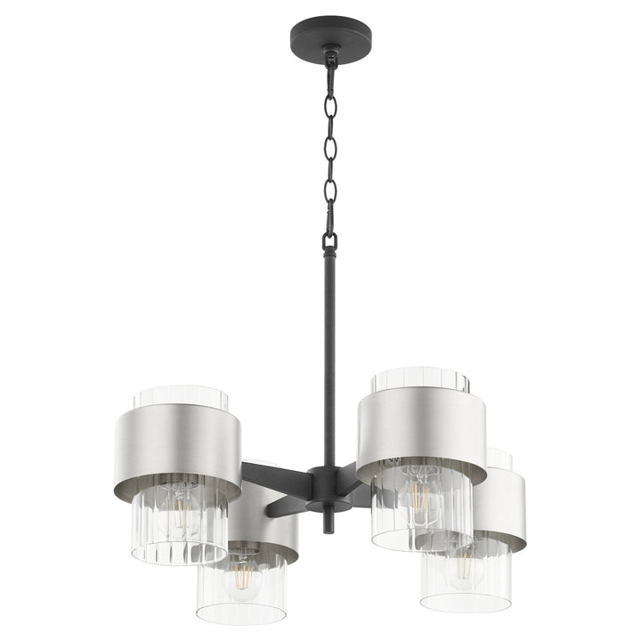 Quorum Epsilon 683-4-6965 Chandelier Light - Textured Black W/ Satin Nickel