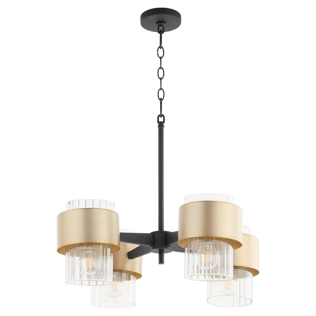 Quorum Epsilon 683-4-6980 Chandelier Light - Textured Black W/ Aged Brass