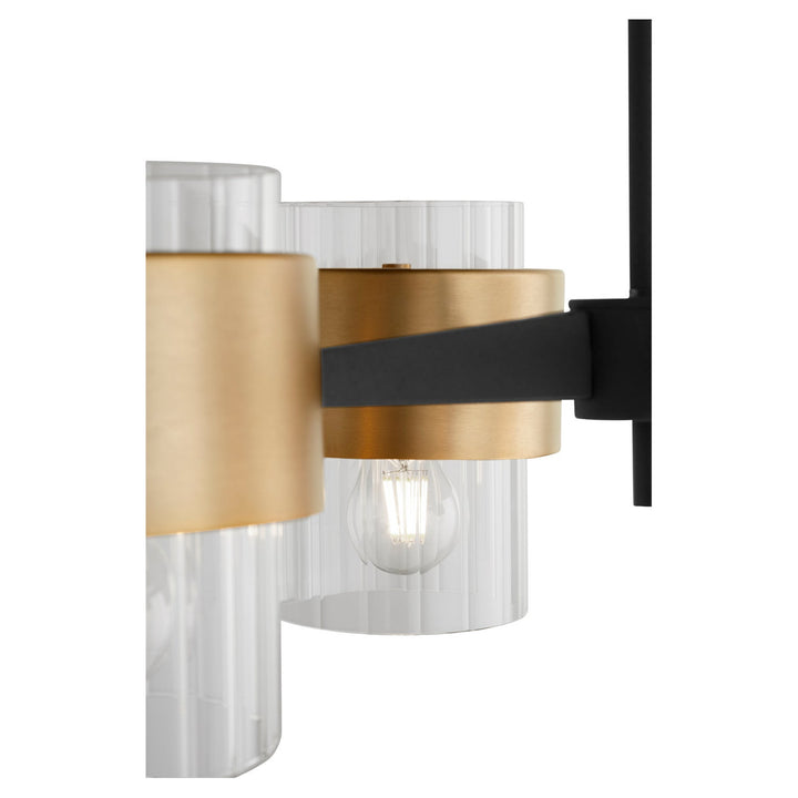 Quorum Epsilon 683-4-6980 Chandelier Light - Textured Black W/ Aged Brass