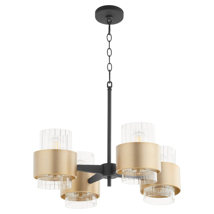 Quorum Epsilon 683-4-6980 Chandelier Light - Textured Black W/ Aged Brass