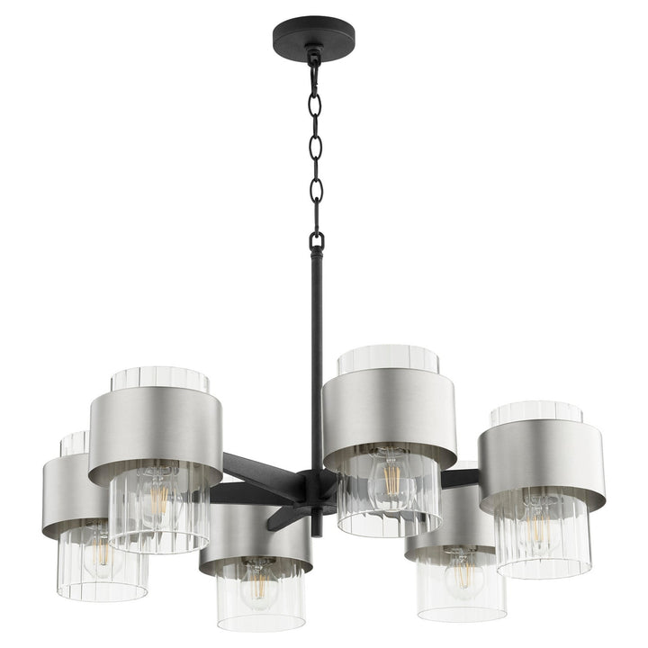 Quorum Epsilon 683-6-6965 Chandelier Light - Textured Black W/ Satin Nickel