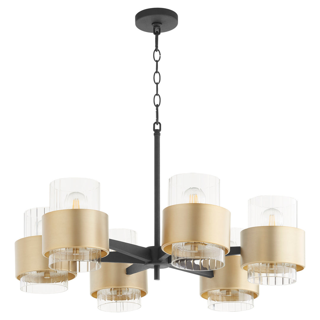 Quorum Epsilon 683-6-6980 Chandelier Light - Textured Black W/ Aged Brass