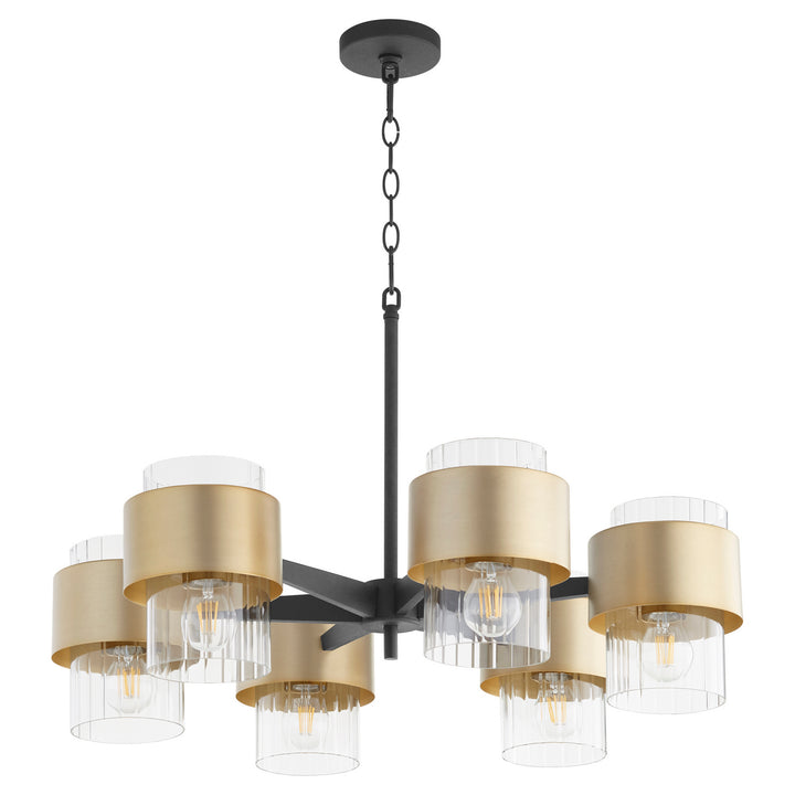 Quorum Epsilon 683-6-6980 Chandelier Light - Textured Black W/ Aged Brass