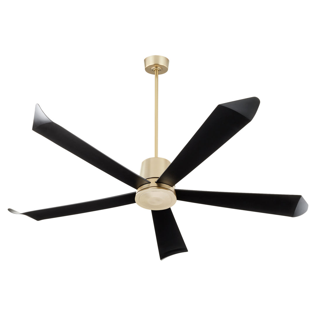 Quorum Rova 82725-80 Ceiling Fan 72 in. - Aged Brass, Matte Black