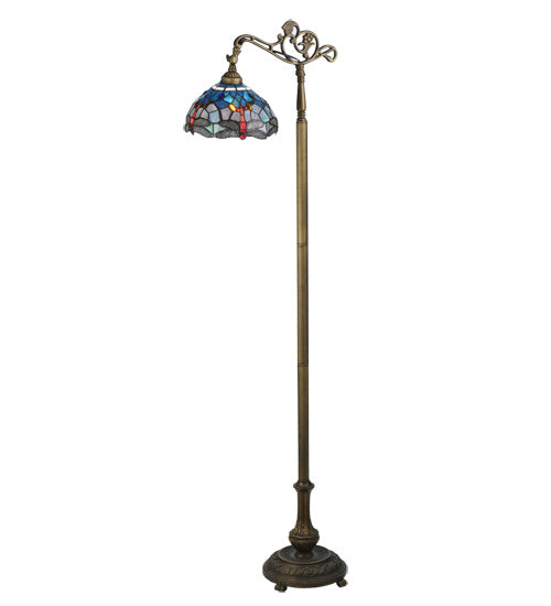 Meyda Tiffany Lighting 119648 Tiffany Hanginghead Dragonfly One Light Bridge Arm Floor Lamp Lamp Bronze / Dark