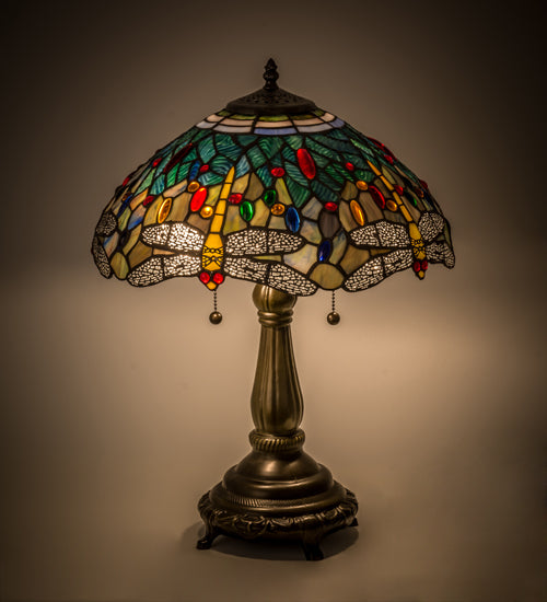 Meyda Tiffany Lighting 119650 Tiffany Hanginghead Dragonfly Two Light Table Lamp Lamp Bronze / Dark