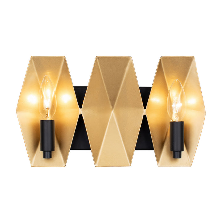 Varaluz Malone 361B02MBFG Bath Vanity Light 13 in. wide - Matte Black/French Gold