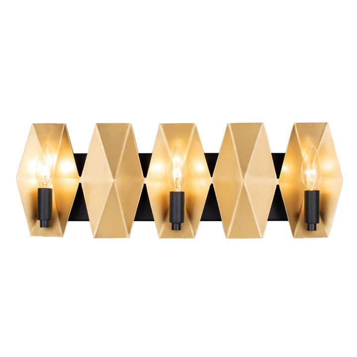 Varaluz Malone 361B03MBFG Bath Vanity Light 22 in. wide - Matte Black/French Gold