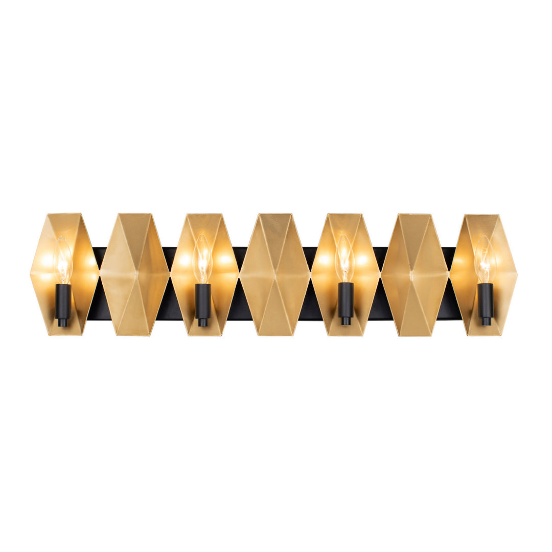 Varaluz Malone 361B04MBFG Bath Vanity Light 31 in. wide - Matte Black/French Gold