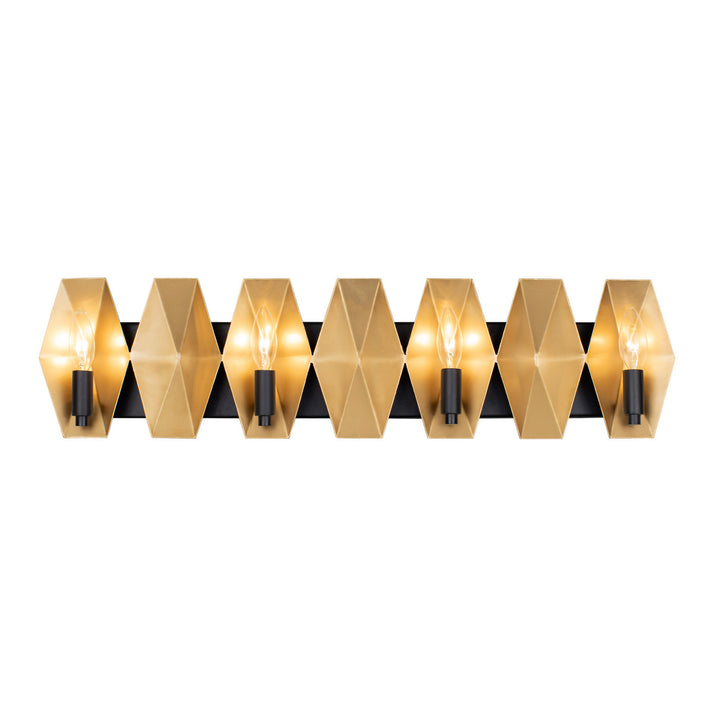 Varaluz Malone 361B04MBFG Bath Vanity Light 31 in. wide - Matte Black/French Gold