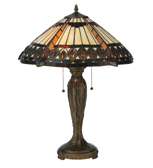 Meyda Tiffany Lighting 119679 Cleopatra Two Light Table Lamp Lamp Bronze / Dark