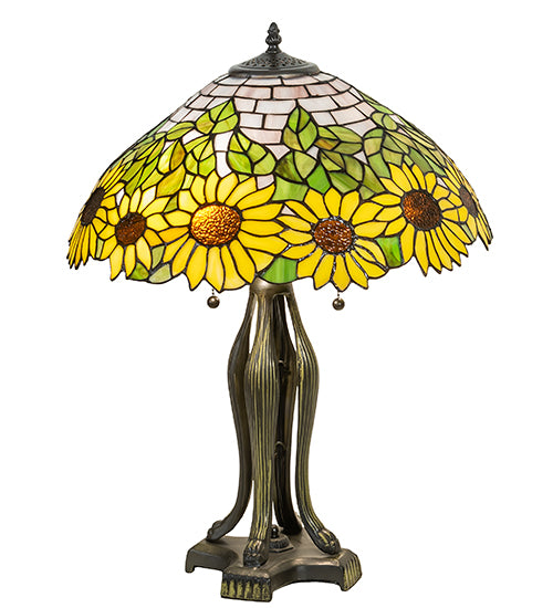 Meyda Tiffany Lighting 119682 Wild Sunflower Two Light Table Lamp Lamp Bronze / Dark