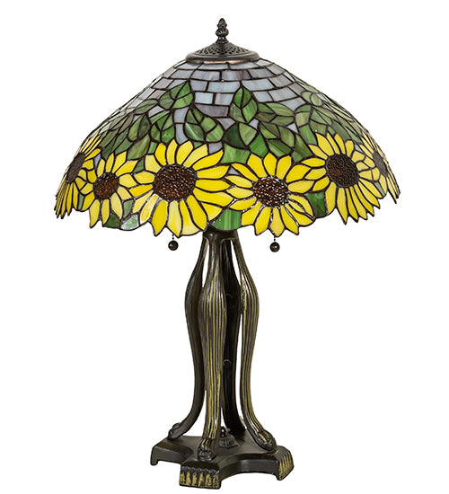 Meyda Tiffany Lighting 119682 Wild Sunflower Two Light Table Lamp Lamp Bronze / Dark