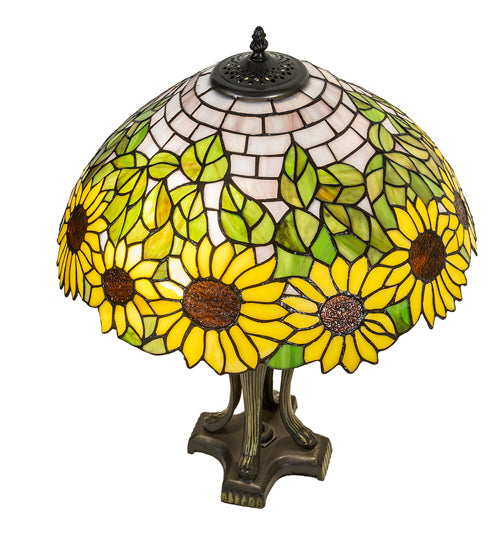 Meyda Tiffany Lighting 119682 Wild Sunflower Two Light Table Lamp Lamp Bronze / Dark
