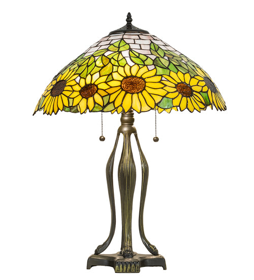 Meyda Tiffany Lighting 119682 Wild Sunflower Two Light Table Lamp Lamp Bronze / Dark
