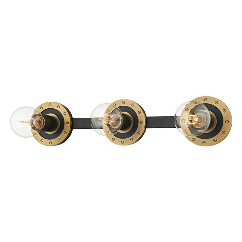 Troy Teo B2083-PBR/SBK Bath Vanity Light 22 in. wide - Patina Brass/Soft Black