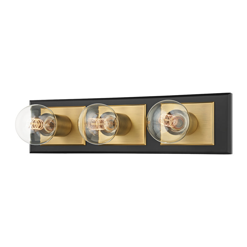Troy Runyan B3543-PBR/SBK Bath Vanity Light 18 in. wide - Patina Brass/Soft Black