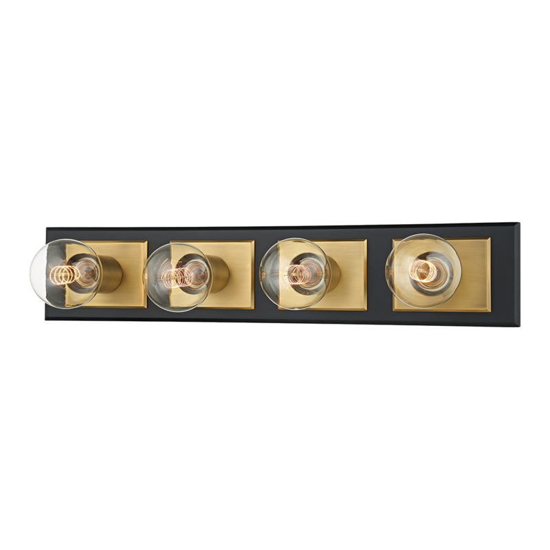 Troy Runyan B3544-PBR/SBK Bath Vanity Light 24 in. wide - Patina Brass/Soft Black