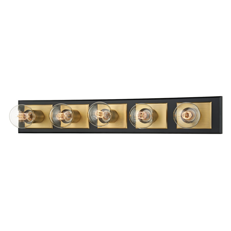 Troy Runyan B3545-PBR/SBK Bath Vanity Light 29 in. wide - Patina Brass/Soft Black