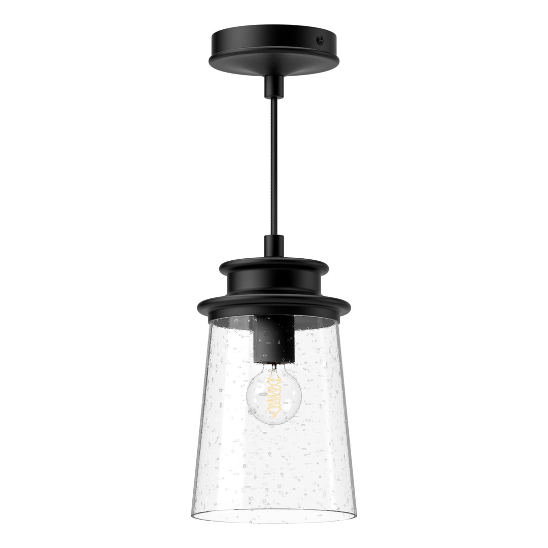 Alora Mood quincy EP533006BKCB Pendant Light - Clear Bubble Glass/Textured Black
