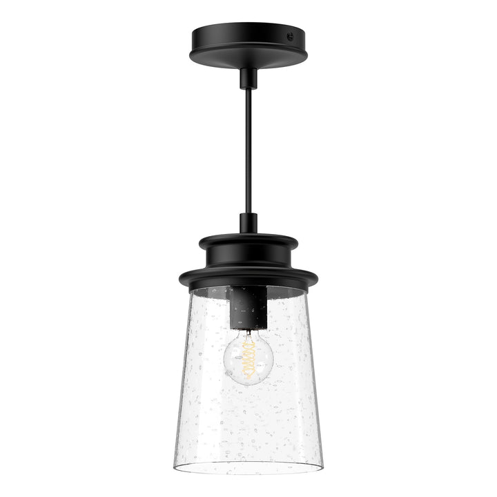 Alora Mood quincy EP533006BKCB Pendant Light - Clear Bubble Glass/Textured Black