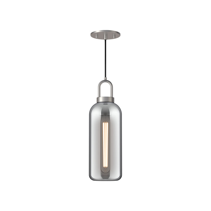 Alora Mood soji PD401505BNSM Pendant Light - Brushed Nickel/Smoked Solid Glass