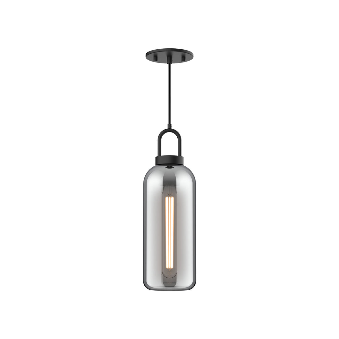 Alora Mood soji PD401505MBSM Pendant Light - Matte Black/Smoked Solid Glass