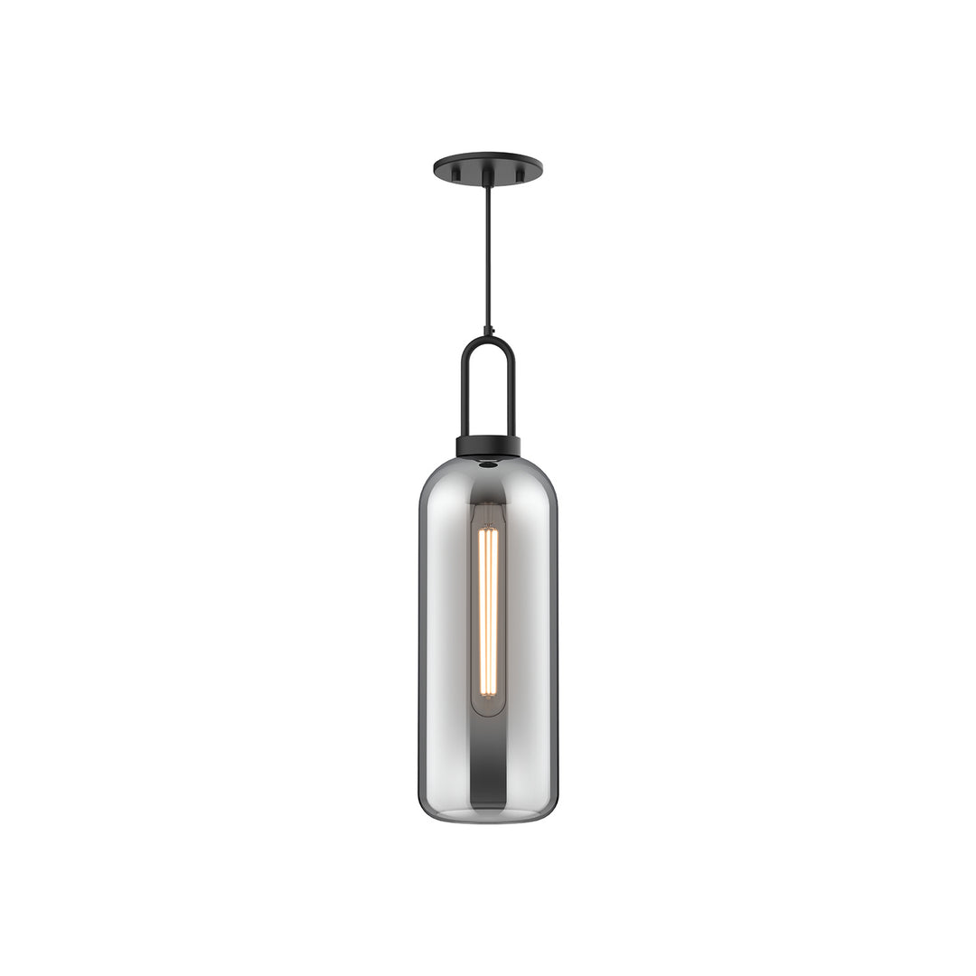 Alora Mood soji PD401606MBSM Pendant Light - Matte Black/Smoked Solid Glass