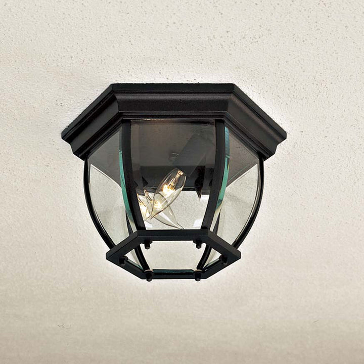 Minka-Lavery Lighting 71174-66 Wyndmere Three Light Flush Mount Outdoor Black