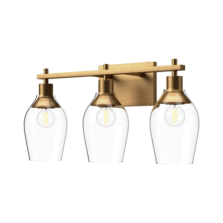 Alora Mood kingsley VL538322AGCL Bath Vanity Light 14 in. wide - Aged Gold/Clear Glass