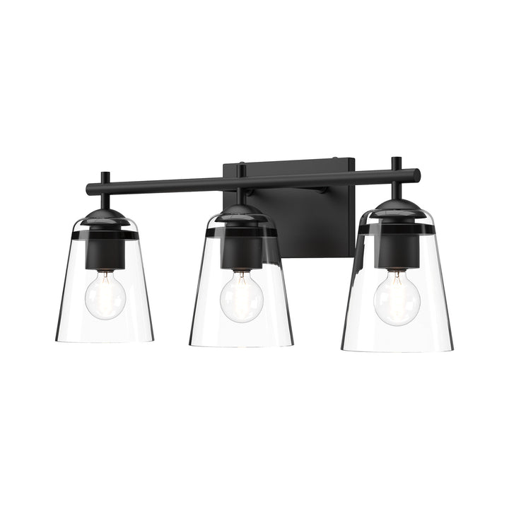 Alora Mood addison VL638221MBCL Bath Vanity Light 13 in. wide - Clear Glass/Matte Black