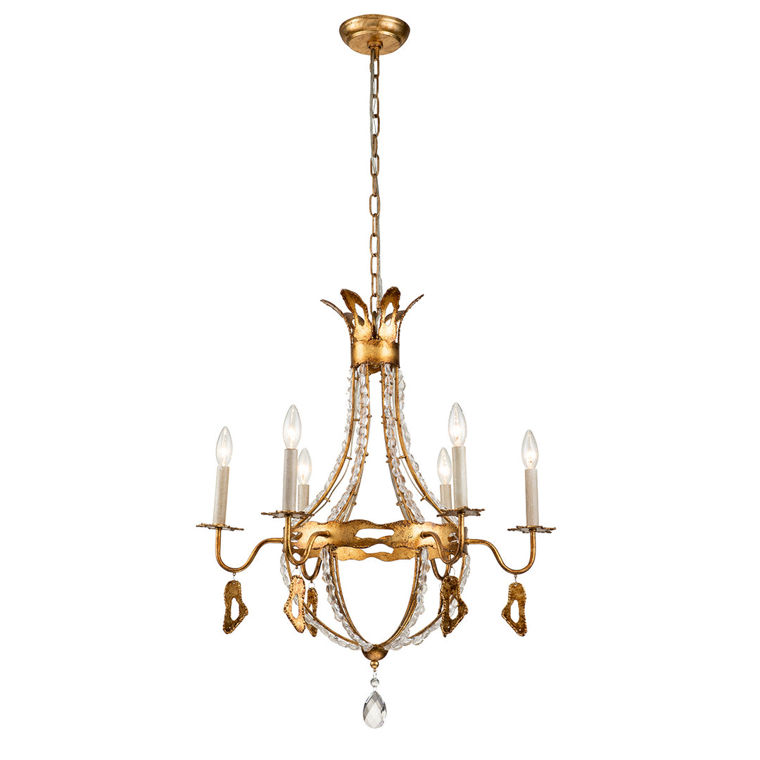 Lucas+McKearn Monteleone Ch1036-6 Chandelier Light - Gold Leaf with Antique