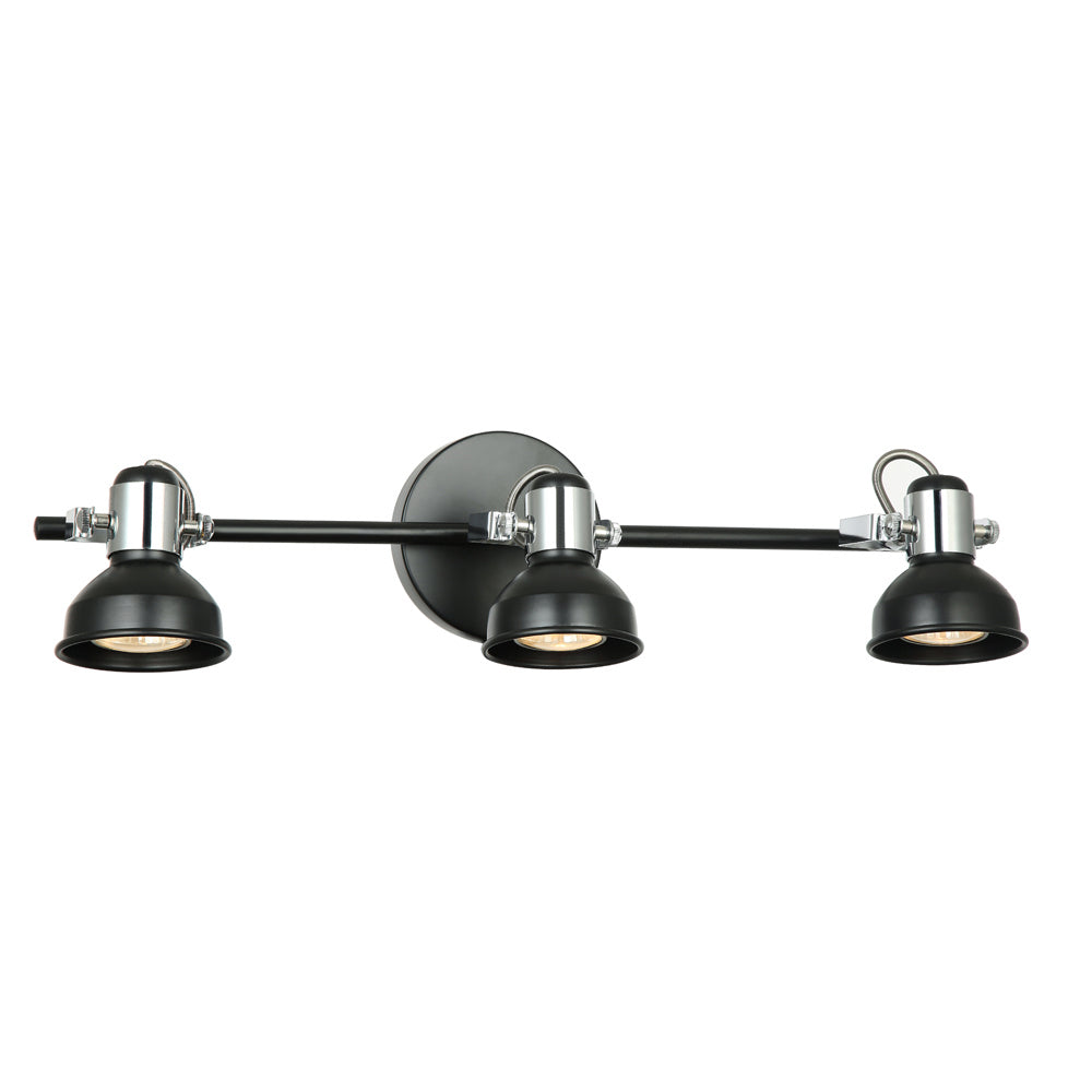 Maxilite Mondale MX 6266BL-3 Bath Vanity Light 7 in. wide - Black/Polished Chrome