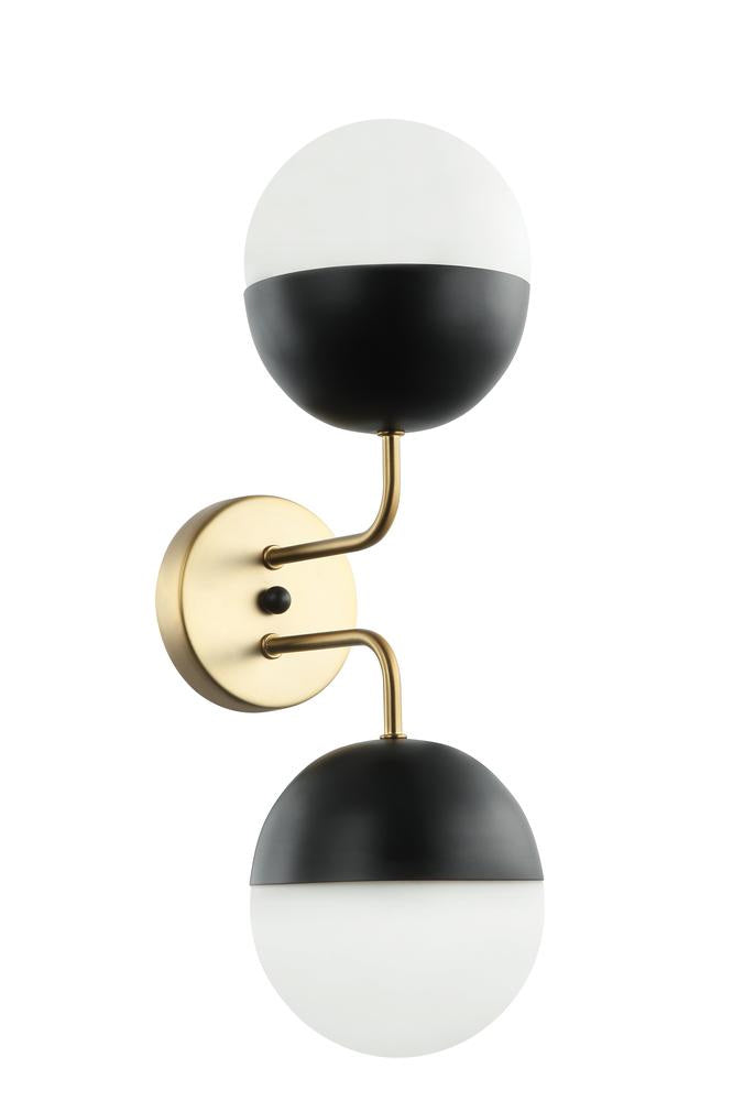 Maxilite Tuxedo MX 6431-2-18 Wall Sconce Light - Black/Aged Brass
