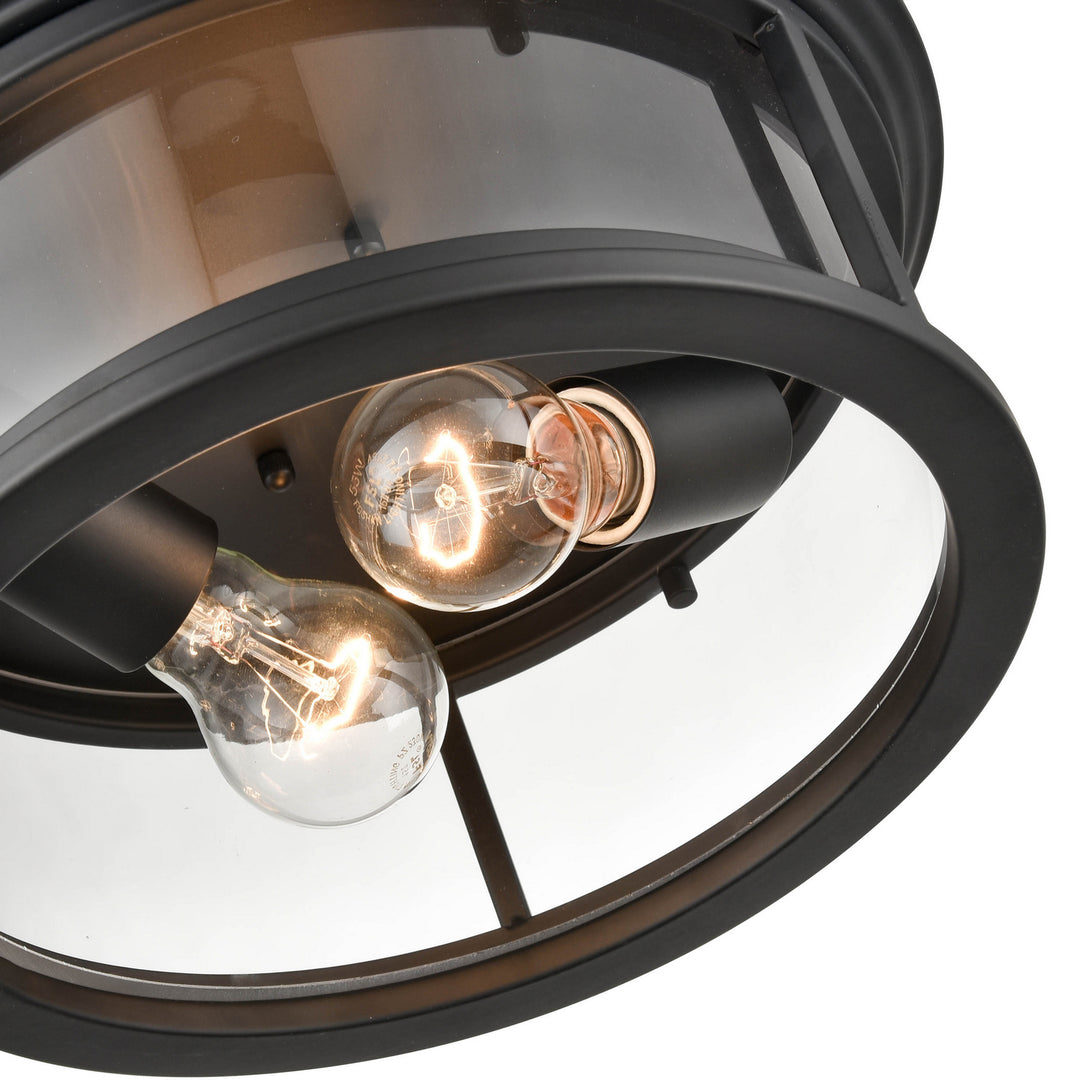 Millennium Lighting 4442-PBK Bresley Two Light Flush Mount Outdoor Black