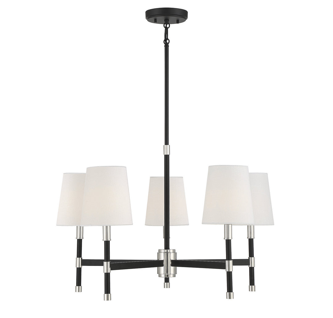 Savoy House Brody 1-1630-5-173 Chandelier Light - Matte Black with Polished Nickel Accents