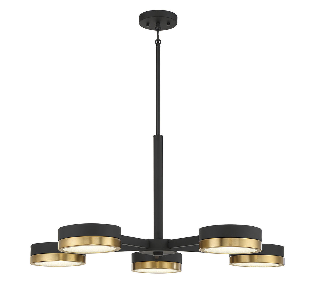 Savoy House Ashor 1-1635-5-143 Chandelier Light - Matte Black with Warm Brass Accents