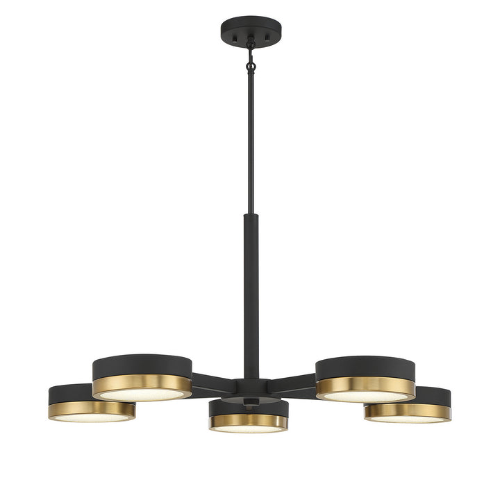 Savoy House Ashor 1-1635-5-143 Chandelier Light - Matte Black with Warm Brass Accents
